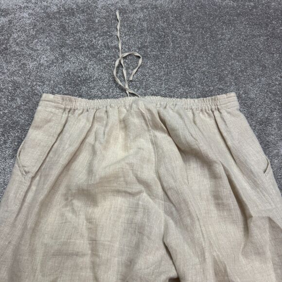 Lane Bryant Linen Wide Leg Trousers Pants Womens 14/16 Beige Elastic Waist Boho - Picture 5 of 16